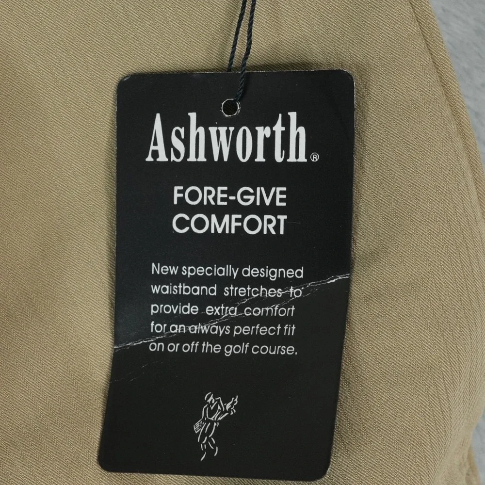 Ashworth Golf Shorts Mens 38x9.5 Khaki‎ Fore-Give Comfort Pleated Authentics New